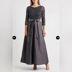 NWT- Pisarro Nights Sequin Bodice Gown, Slate, 14